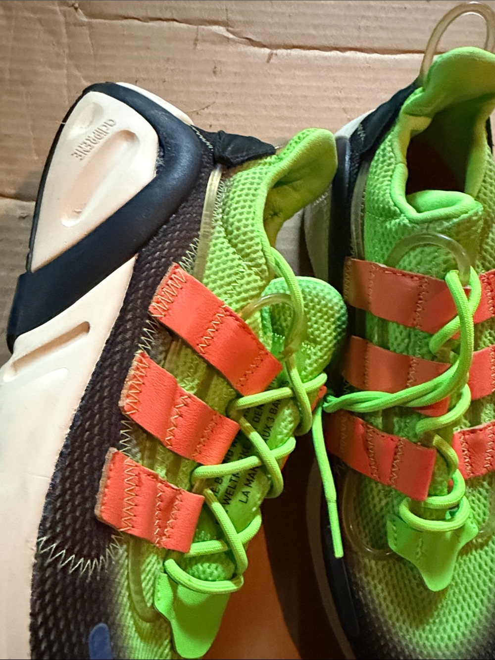 Adidas Neon Green and Orange Athletic Sneakers men size 8.5 track SALE $15 - Picture 3 of 5
